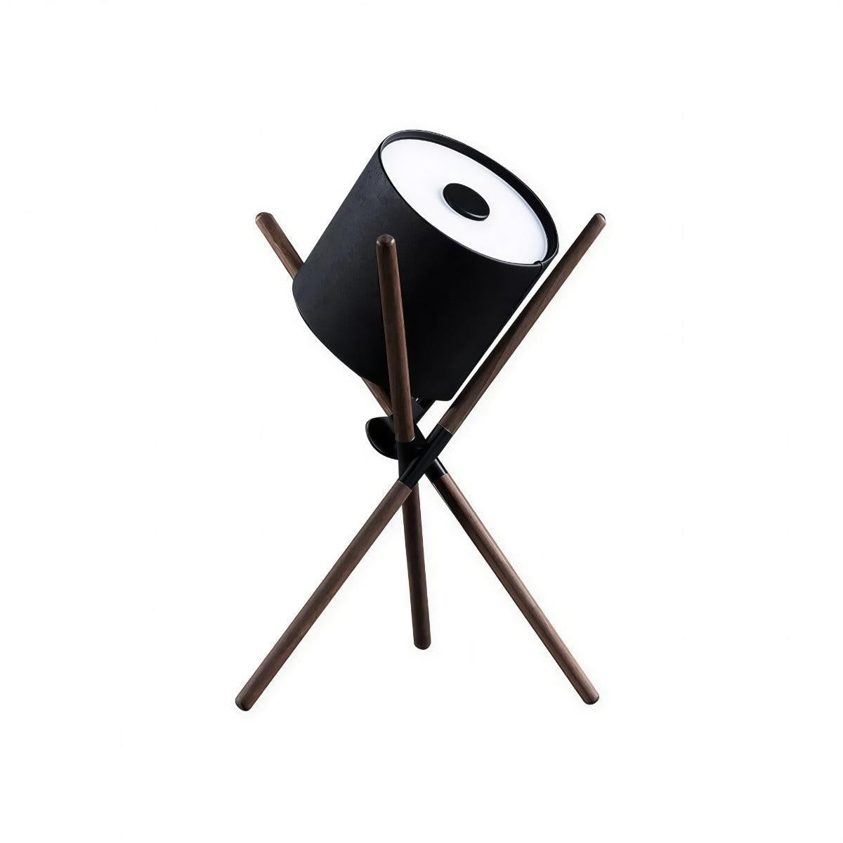 Table Lamp With Tripod Base and Cylindrical Shade