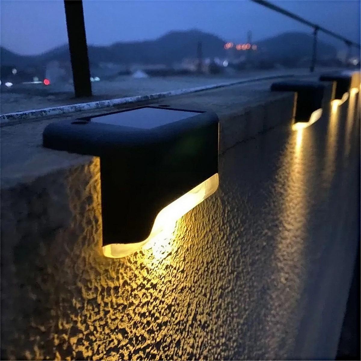 Set of 4 Wireless Solar Garden Wall Lights With Automatic Timer Activation