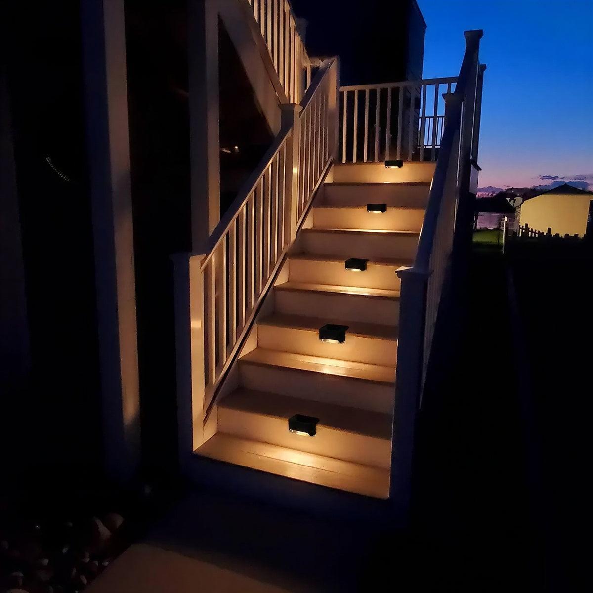 Set of 4 Wireless Solar Garden Wall Lights With Automatic Timer Activation