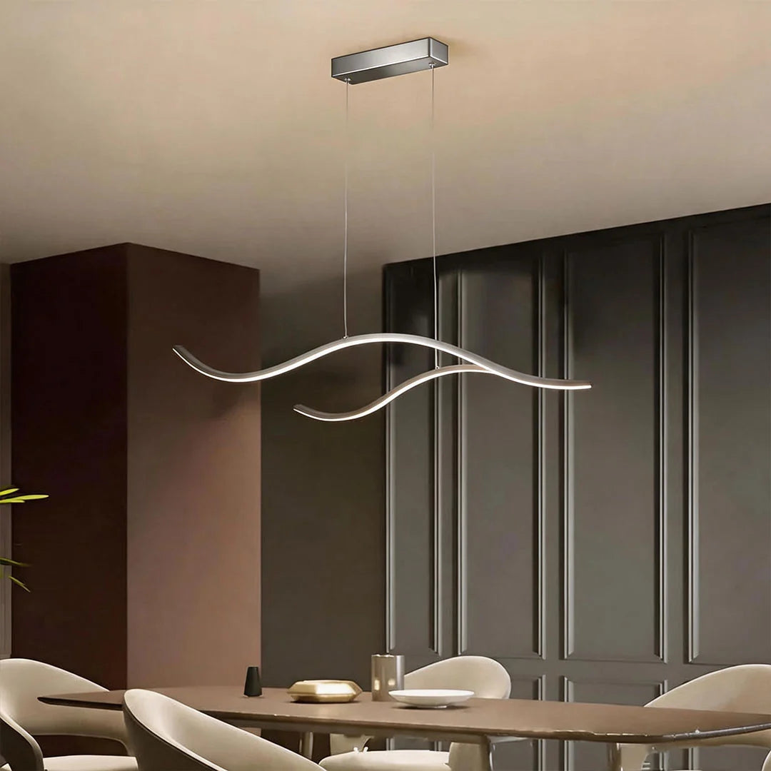 Curved LED Pendant Light Wavy LED Metal Ceiling Light