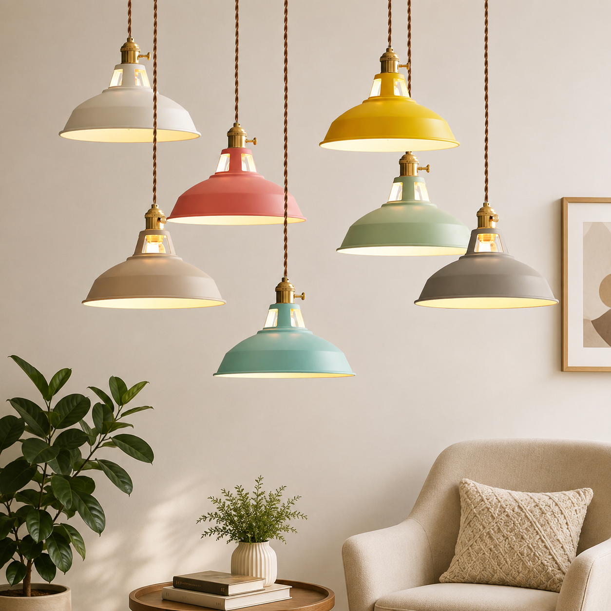 Industrial 1-Light Colorful Barn Shade Pendant Light