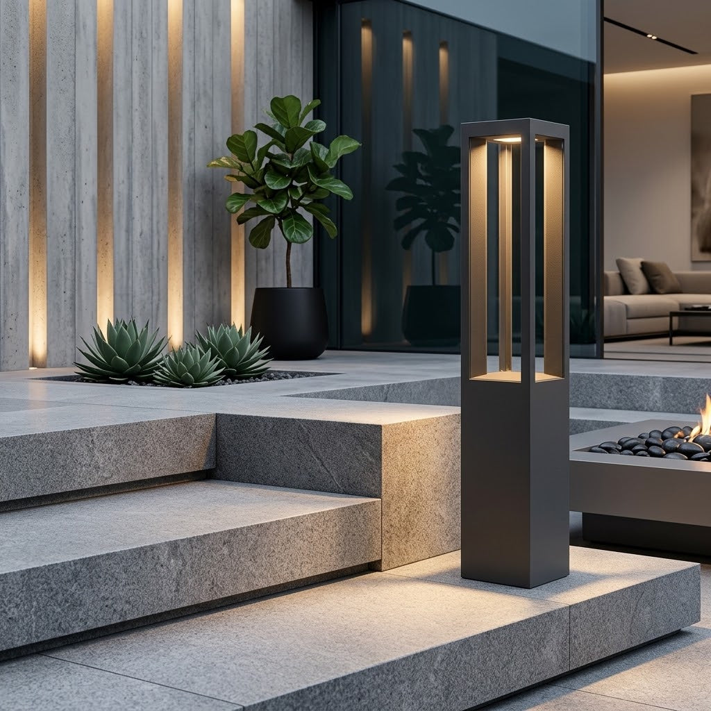 LED Bollard Garden Light Black Aluminum Garden Landscape Light