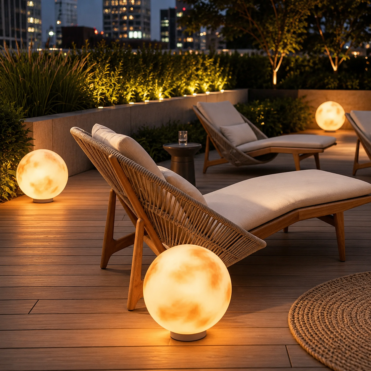 Moon-Shaped Stone Pillar Light Outdoor Decorative Light