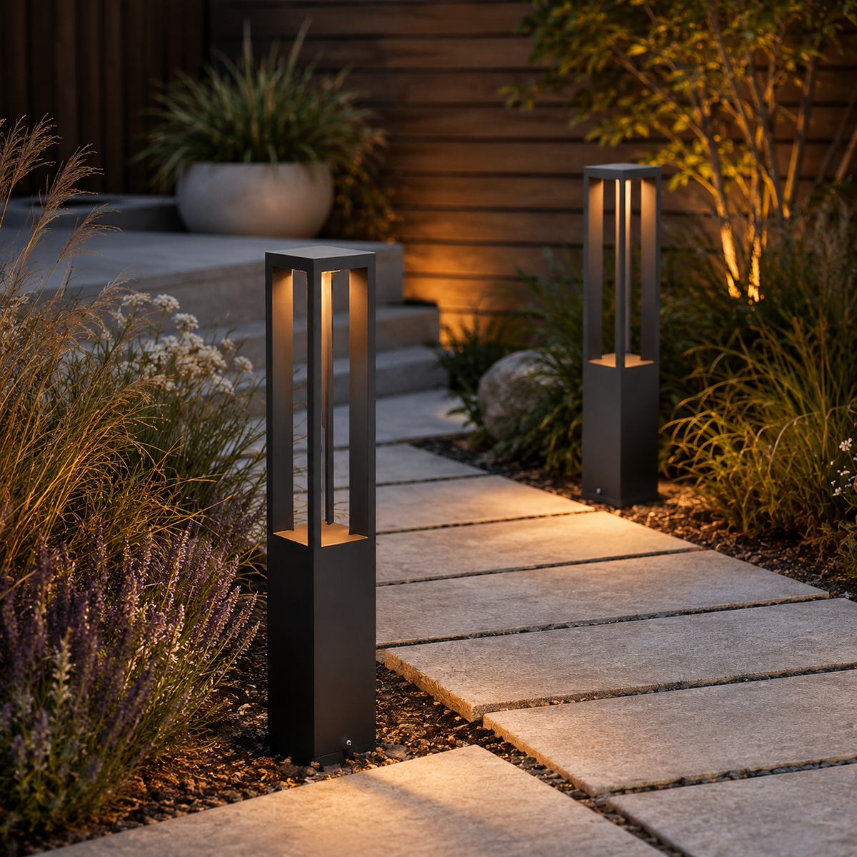 LED Bollard Garden Light Black Aluminum Garden Landscape Light