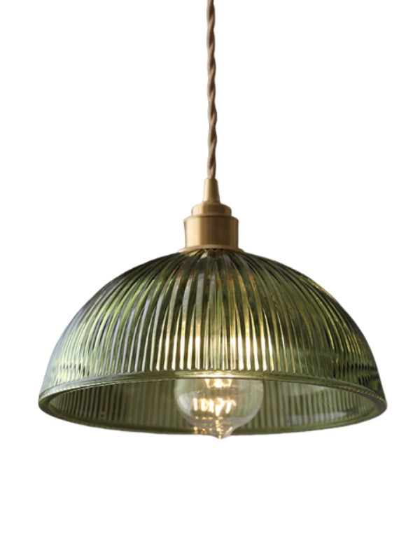 Modern Textured Glass Hanging Lamp - Vintage Ribbed Glass Pendant Light for Dining Room