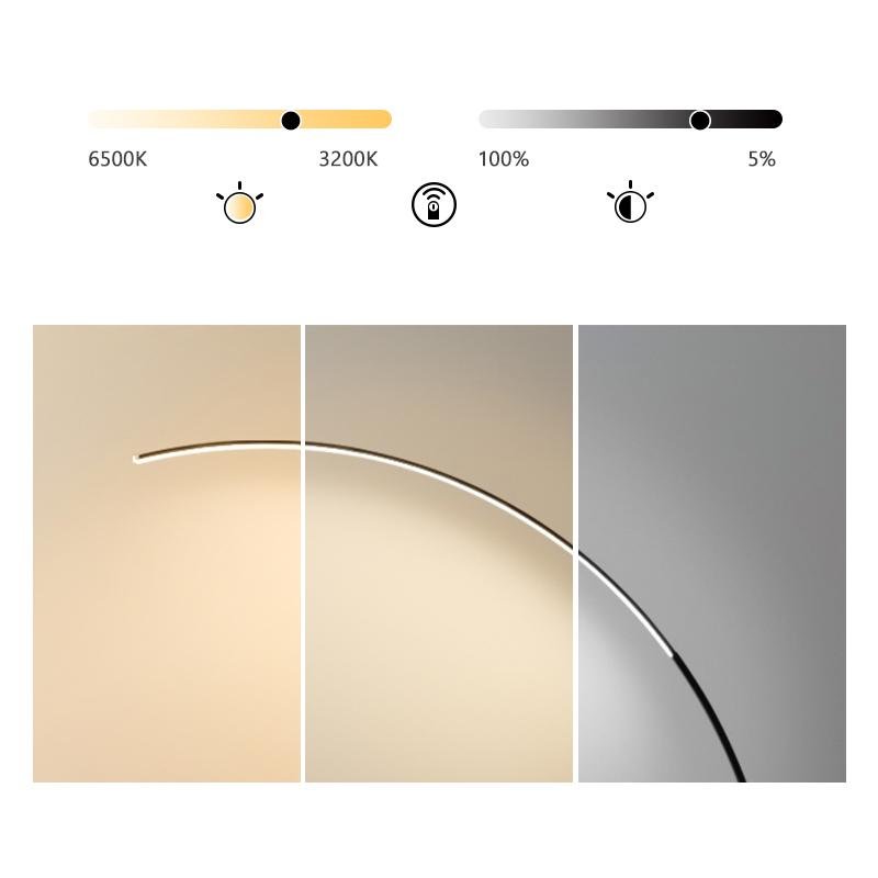 Arcing Floor Lamps Modern Remote Control Aluminum LED Lamp
