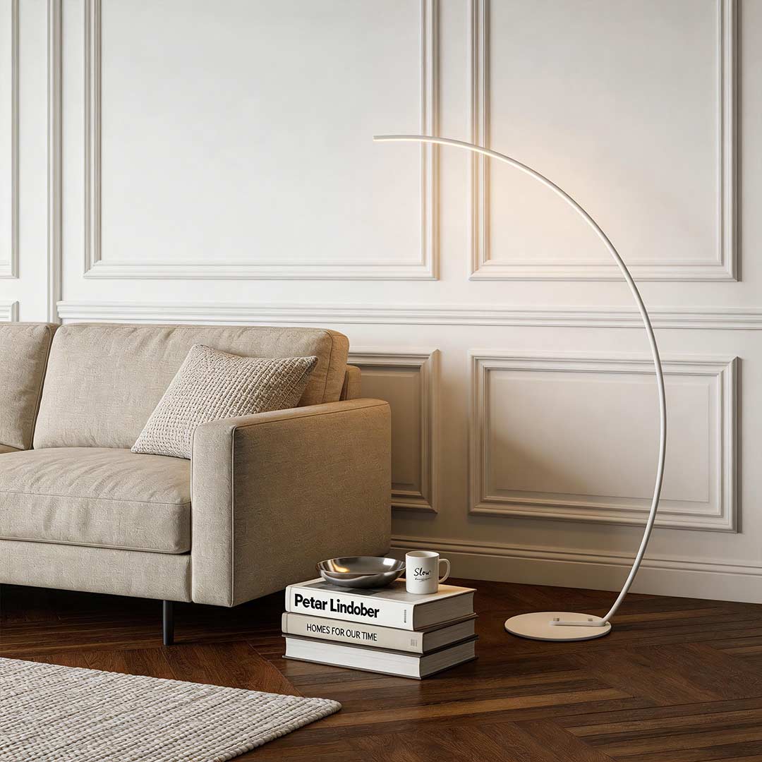 Arcing Floor Lamps Modern Remote Control Aluminum LED Lamp