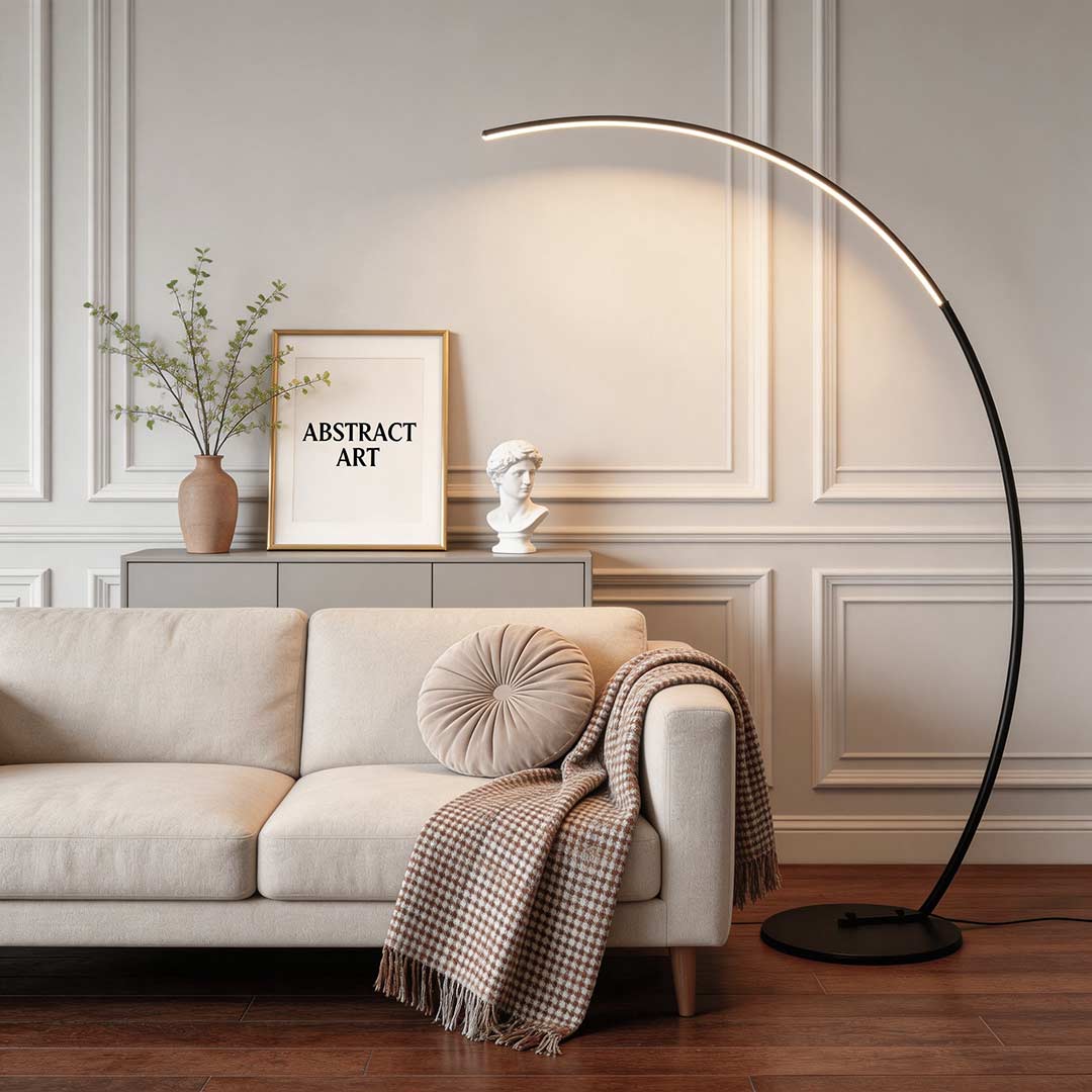 Arcing Floor Lamps Modern Remote Control Aluminum LED Lamp