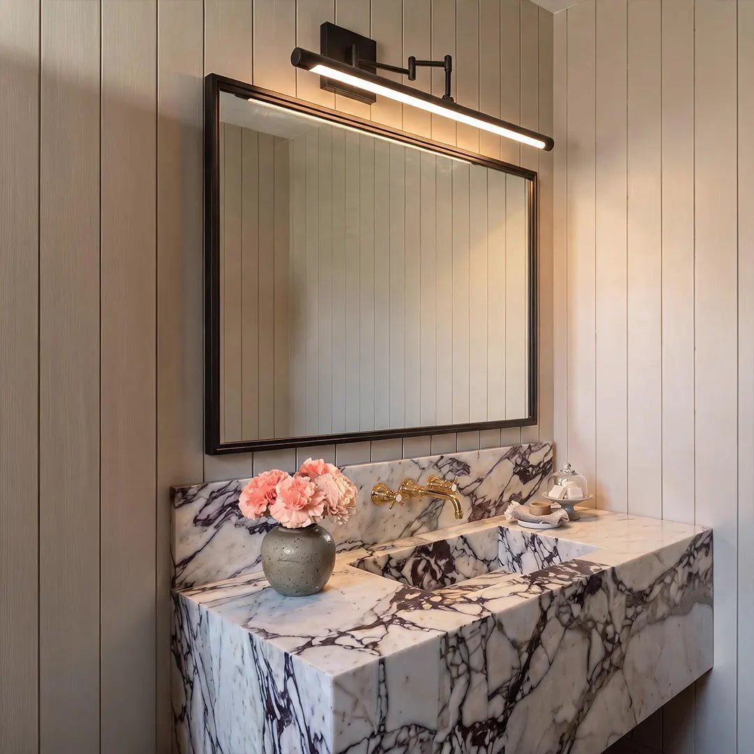 Black Bar Vanity Light Metal Swing Arm Bathroom Light