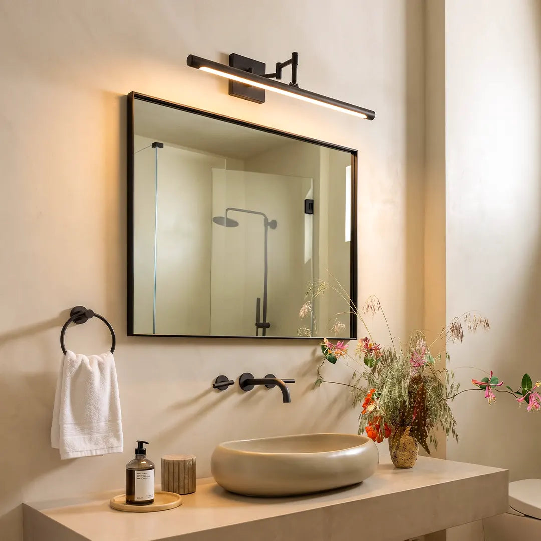 Black Bar Vanity Light Metal Swing Arm Bathroom Light