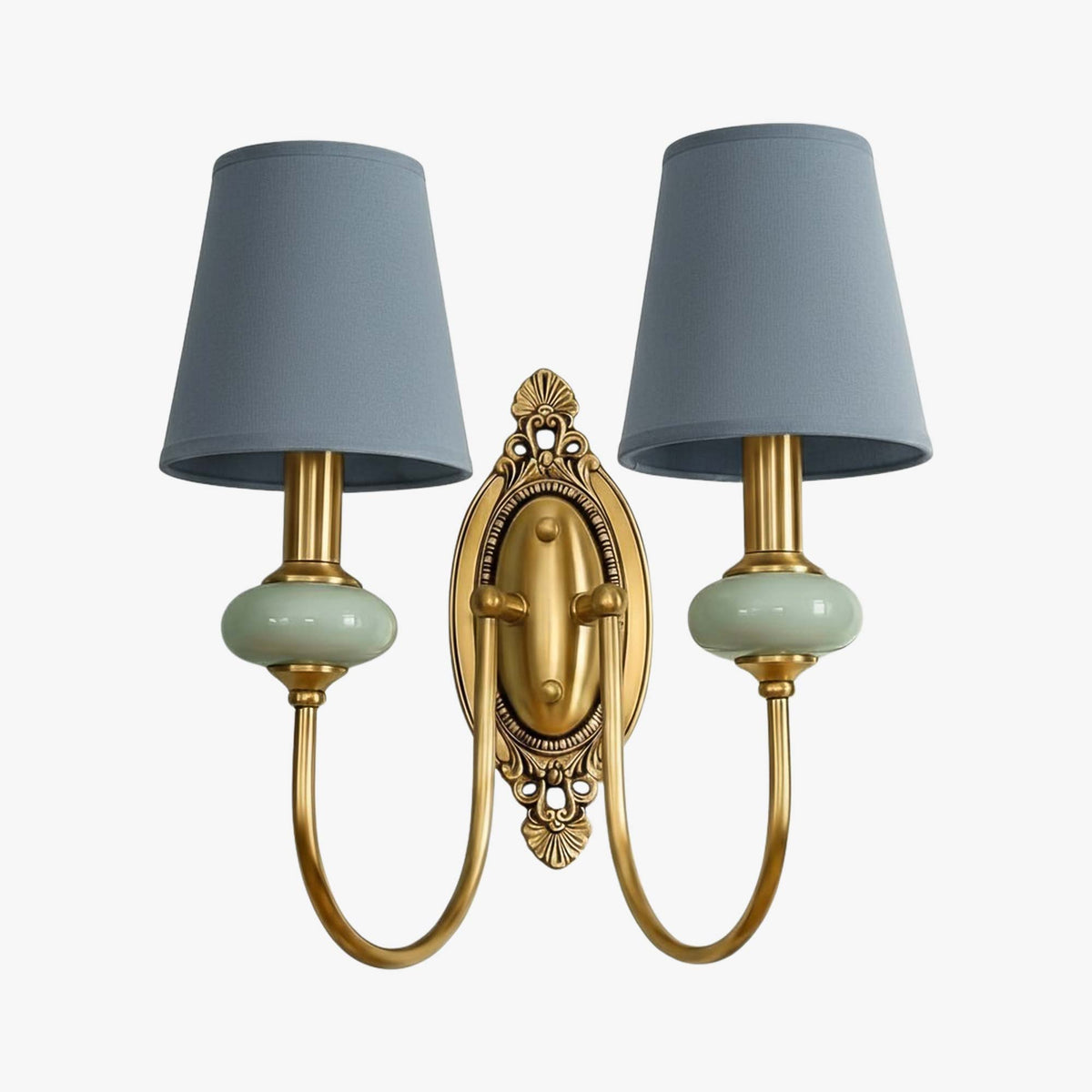 Classic Fabric Shade Sconce – Ceramic Wall Light for Hallway or Bedroom