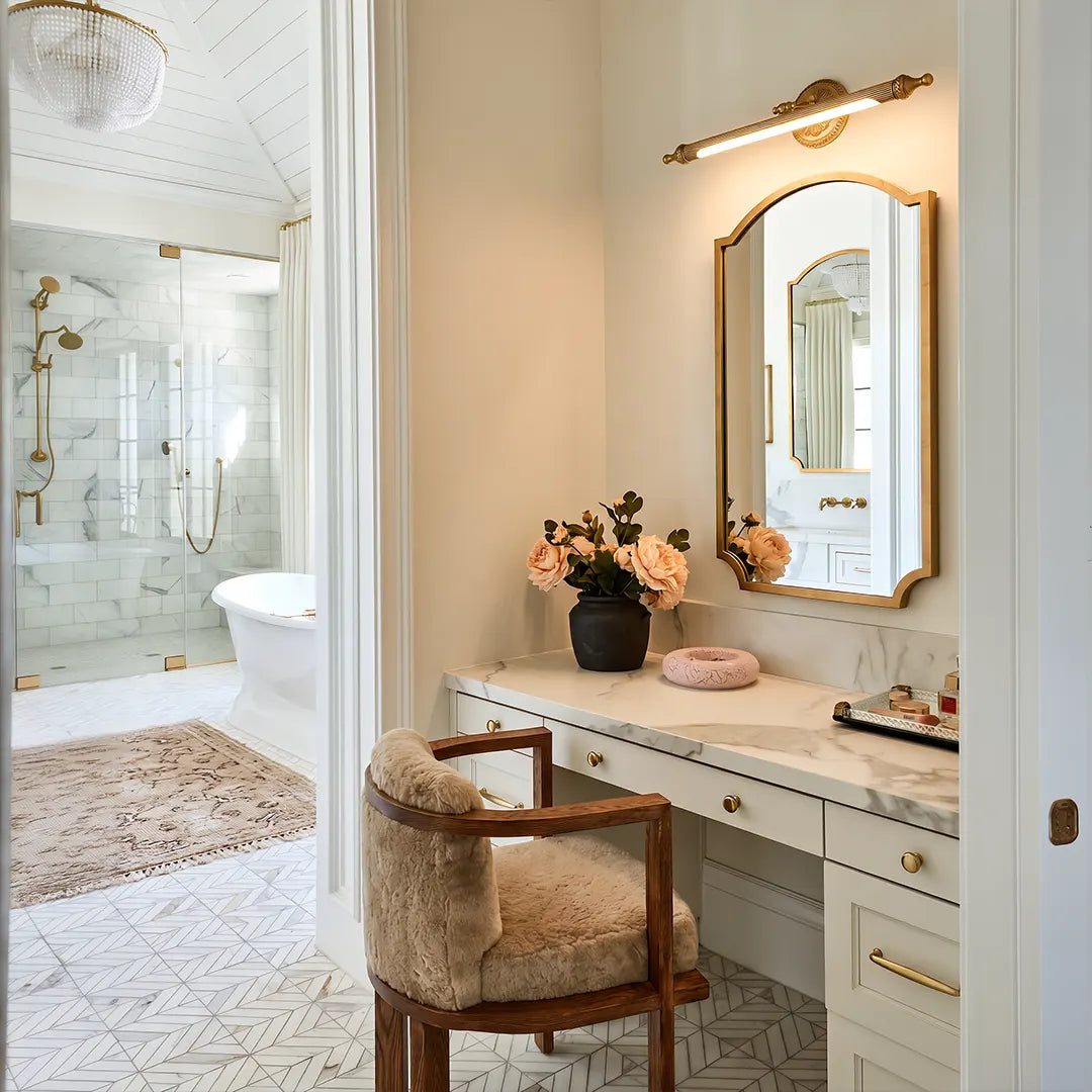 Brushed Gold Vanity Light Bar European-Style Linear Copper Light