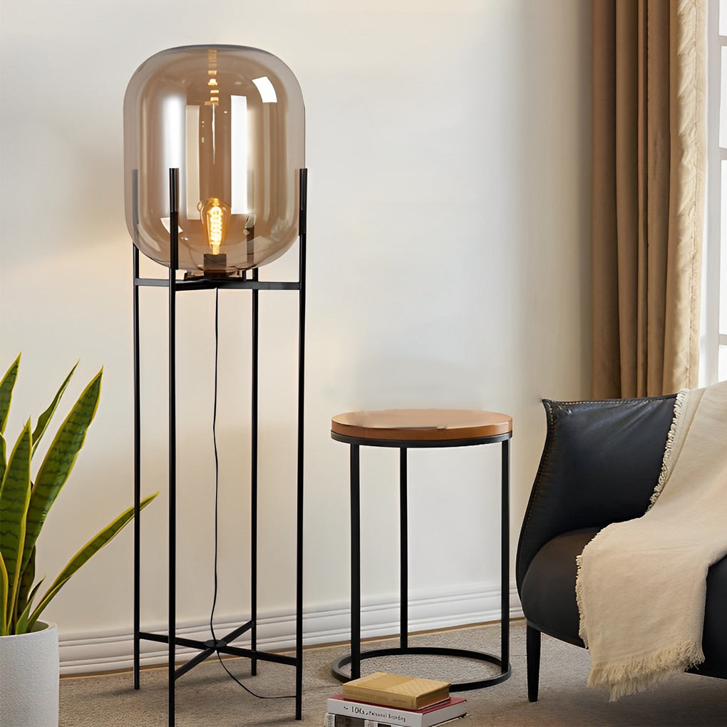 Bubble Glass Floor Lamp Industrial Hardware Rods Lamp