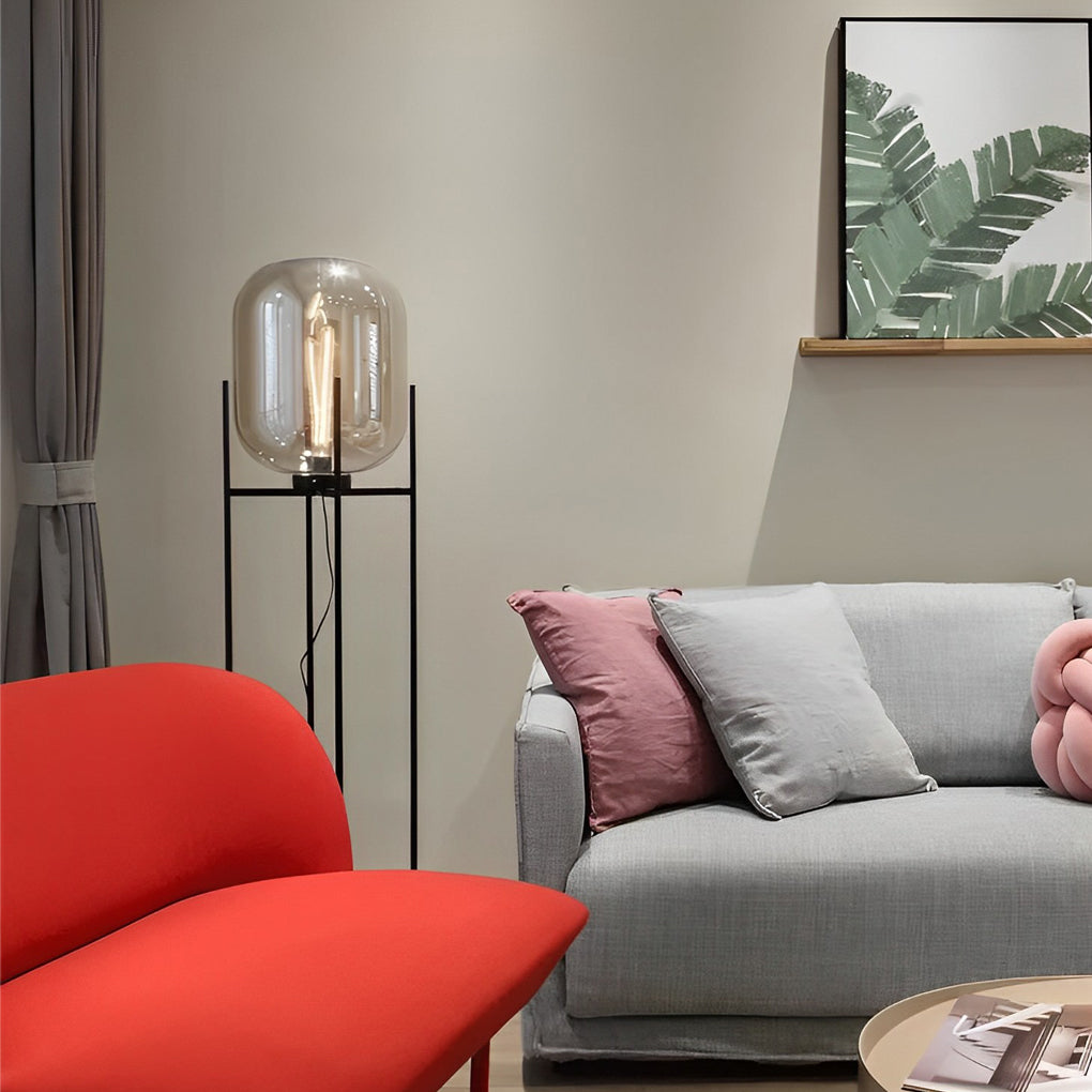 Bubble Glass Floor Lamp Industrial Hardware Rods Lamp