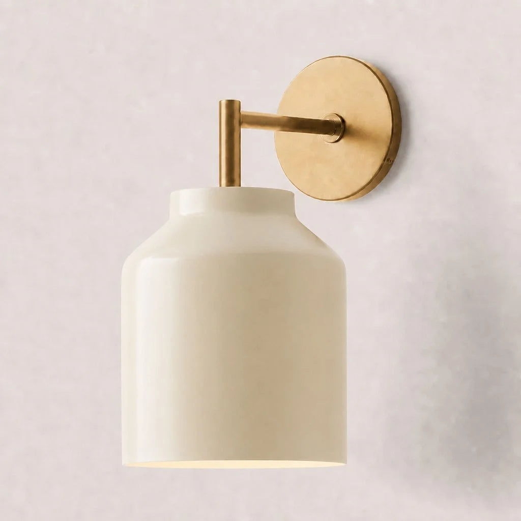 Minimal Wall Sconce – Vintage Milk Glass Sconce and Metal Accent