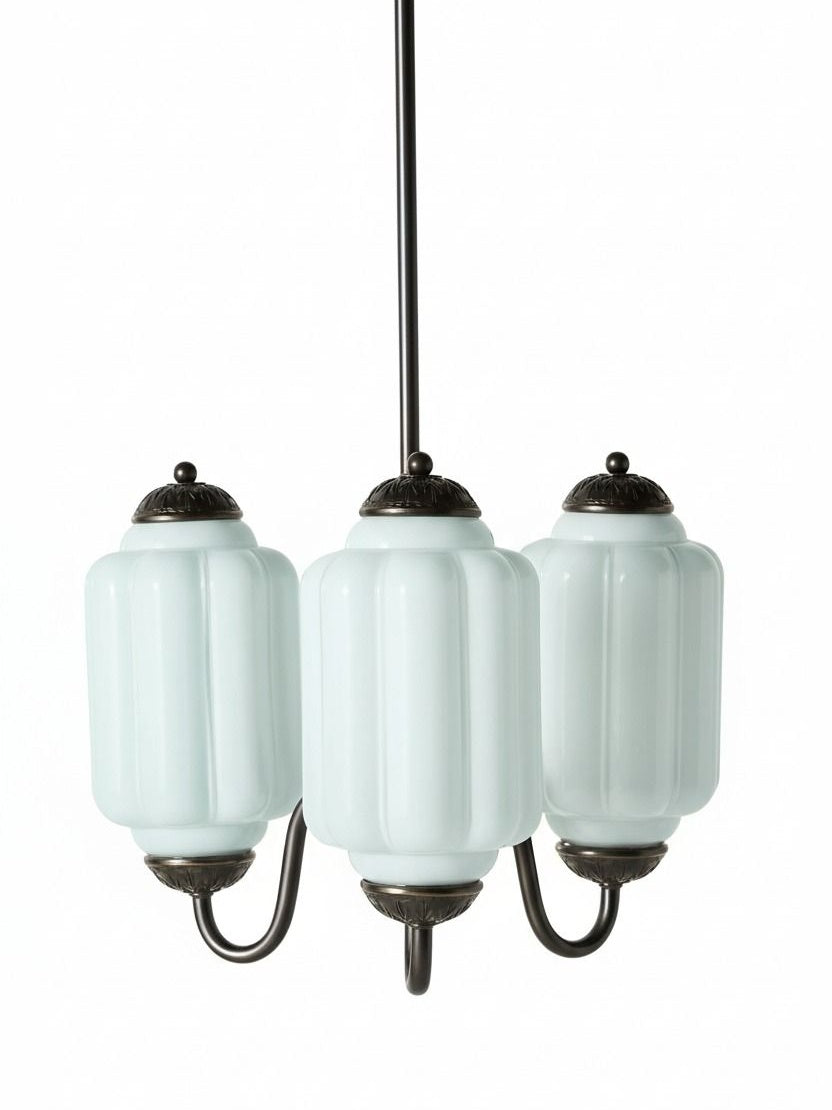Milk Glass Chandelier in a Vintage Style Finish