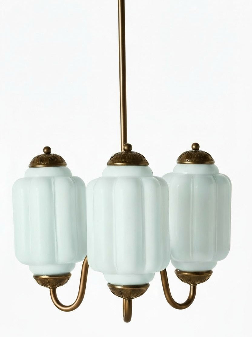 Milk Glass Chandelier in a Vintage Style Finish
