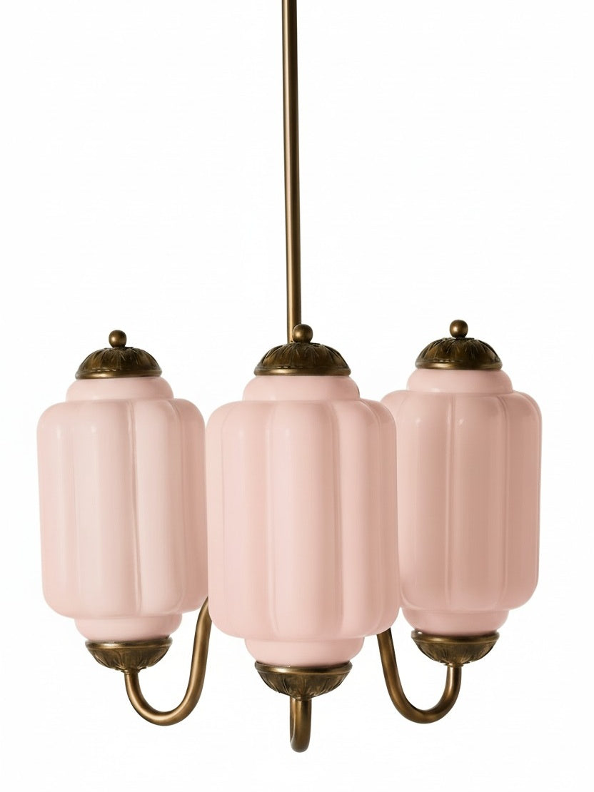 Milk Glass Chandelier in a Vintage Style Finish