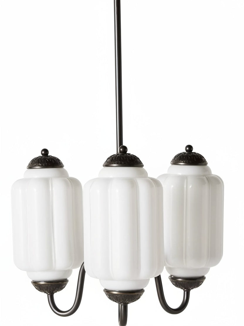 Milk Glass Chandelier in a Vintage Style Finish
