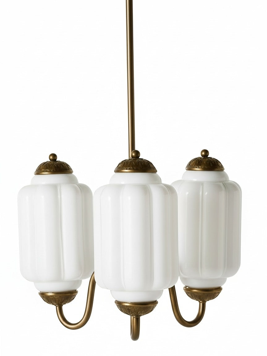 Milk Glass Chandelier in a Vintage Style Finish