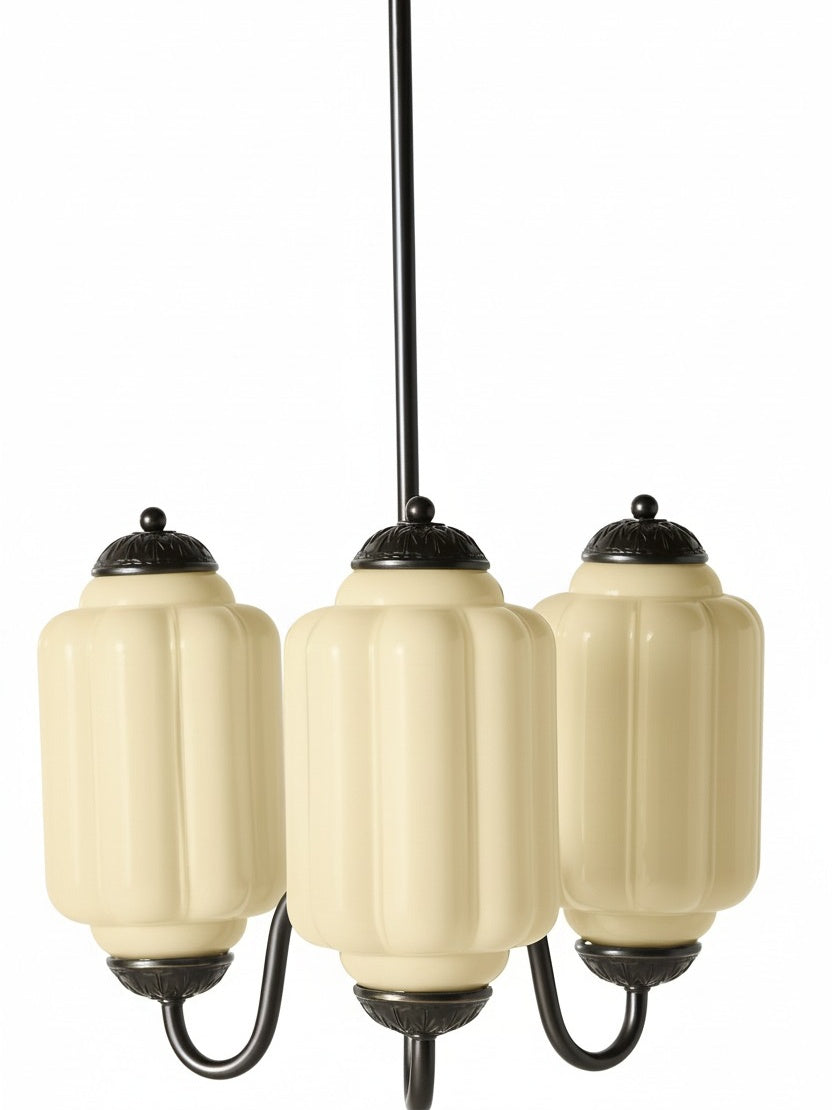 Milk Glass Chandelier in a Vintage Style Finish