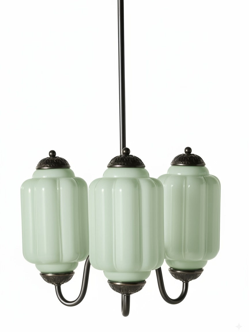 Milk Glass Chandelier in a Vintage Style Finish