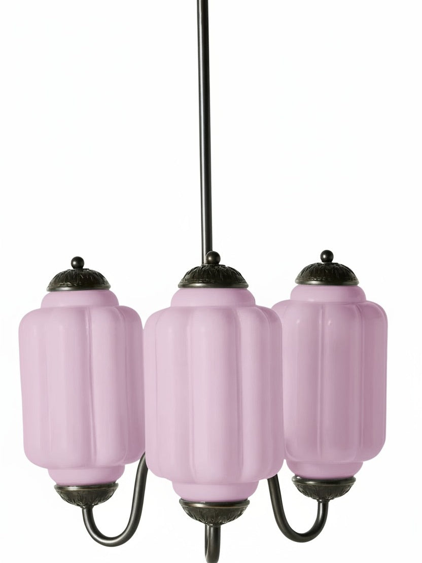 Milk Glass Chandelier in a Vintage Style Finish