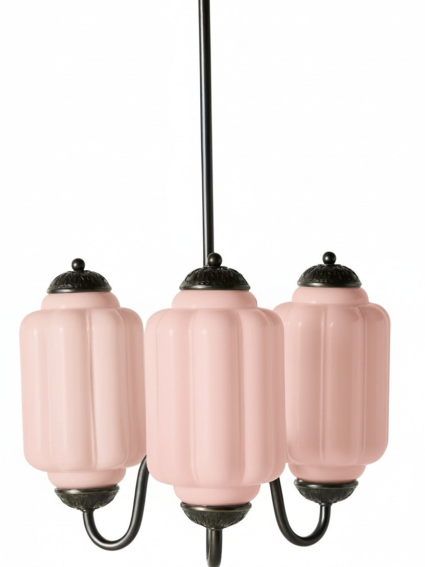 Milk Glass Chandelier in a Vintage Style Finish