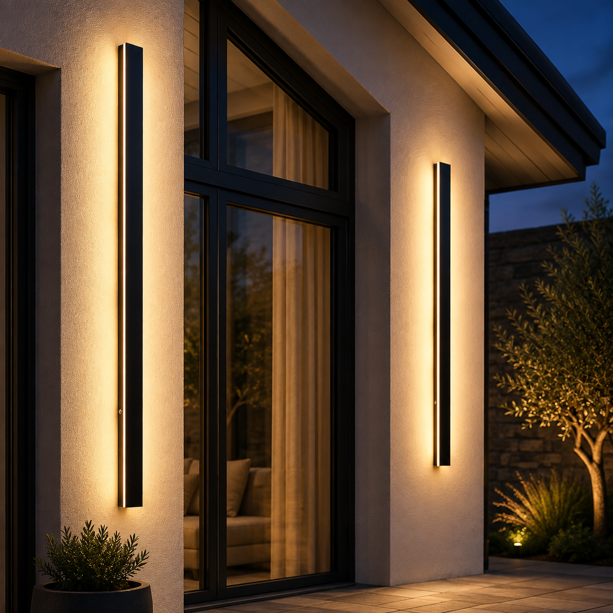 Outdoor Strip Wall Light Black Linear LED Integrated Light