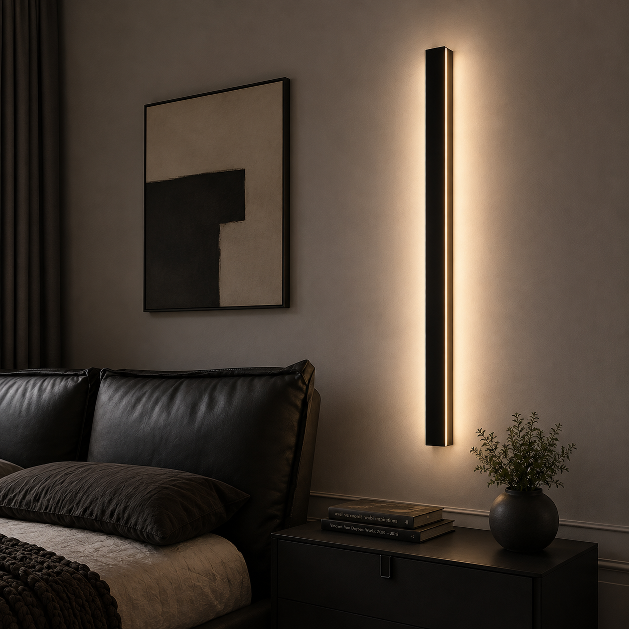Outdoor Strip Wall Light Black Linear LED Integrated Light