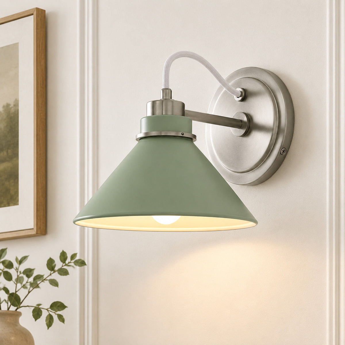 Curved Arm Globe Wall Sconce – Modern Industrial Wall Lamp for Bathroom, Bedroom, and Hallway