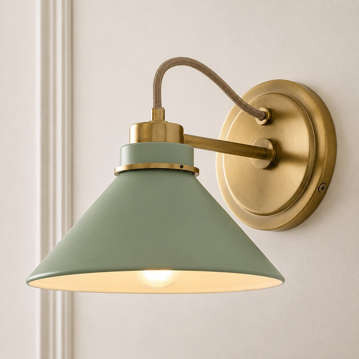 Curved Arm Globe Wall Sconce – Modern Industrial Wall Lamp for Bathroom, Bedroom, and Hallway