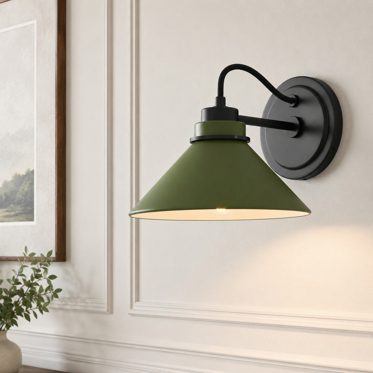 Curved Arm Globe Wall Sconce – Modern Industrial Wall Lamp for Bathroom, Bedroom, and Hallway