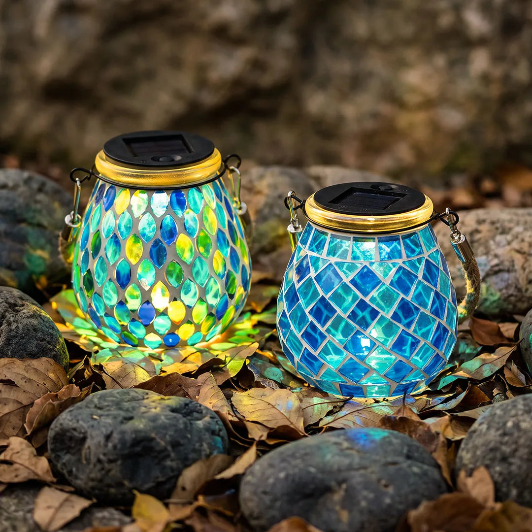 Colored Landscape Lights Solar Glass Mosaic Cup Lamp