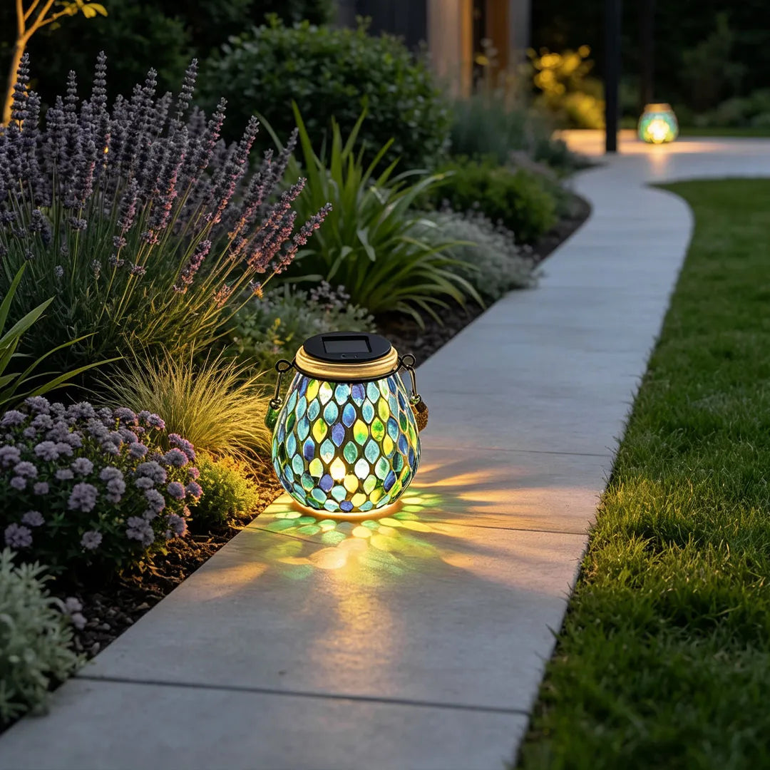 Colored Landscape Lights Solar Glass Mosaic Cup Lamp