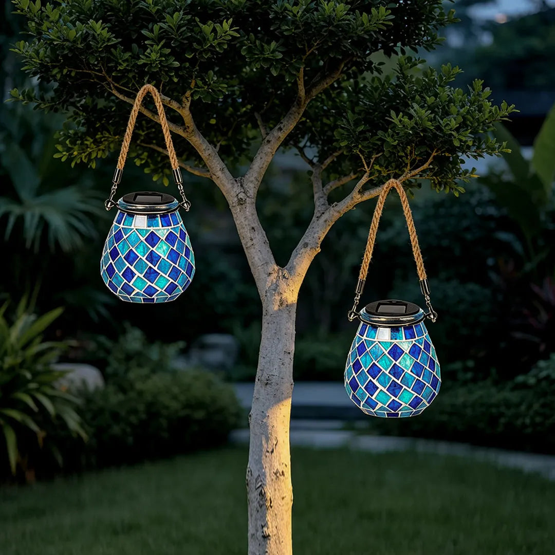 Colored Landscape Lights Solar Glass Mosaic Cup Lamp