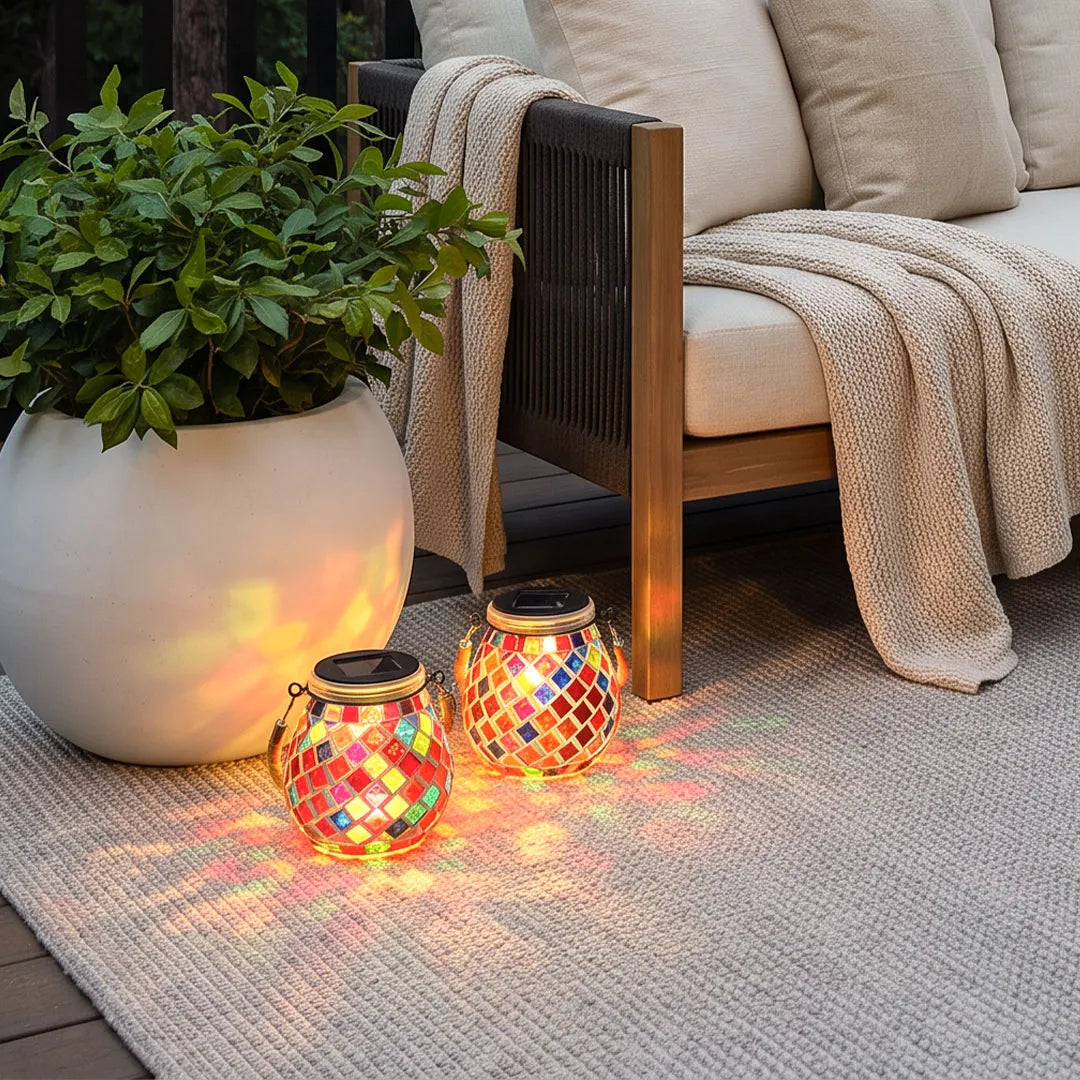 Colored Landscape Lights Solar Glass Mosaic Cup Lamp