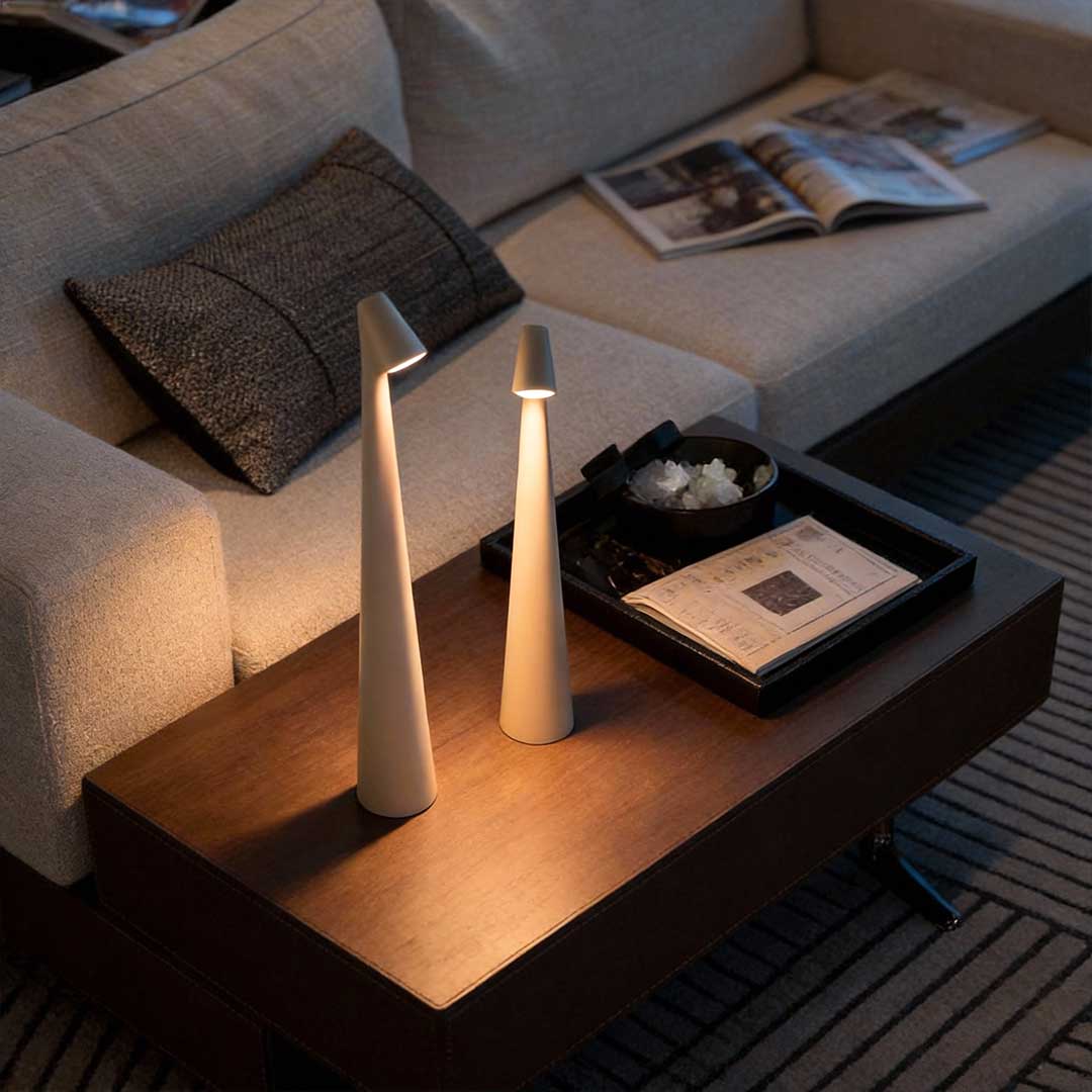 Cone Shaped Table Lamp Modern LED Dimmable Metal Light