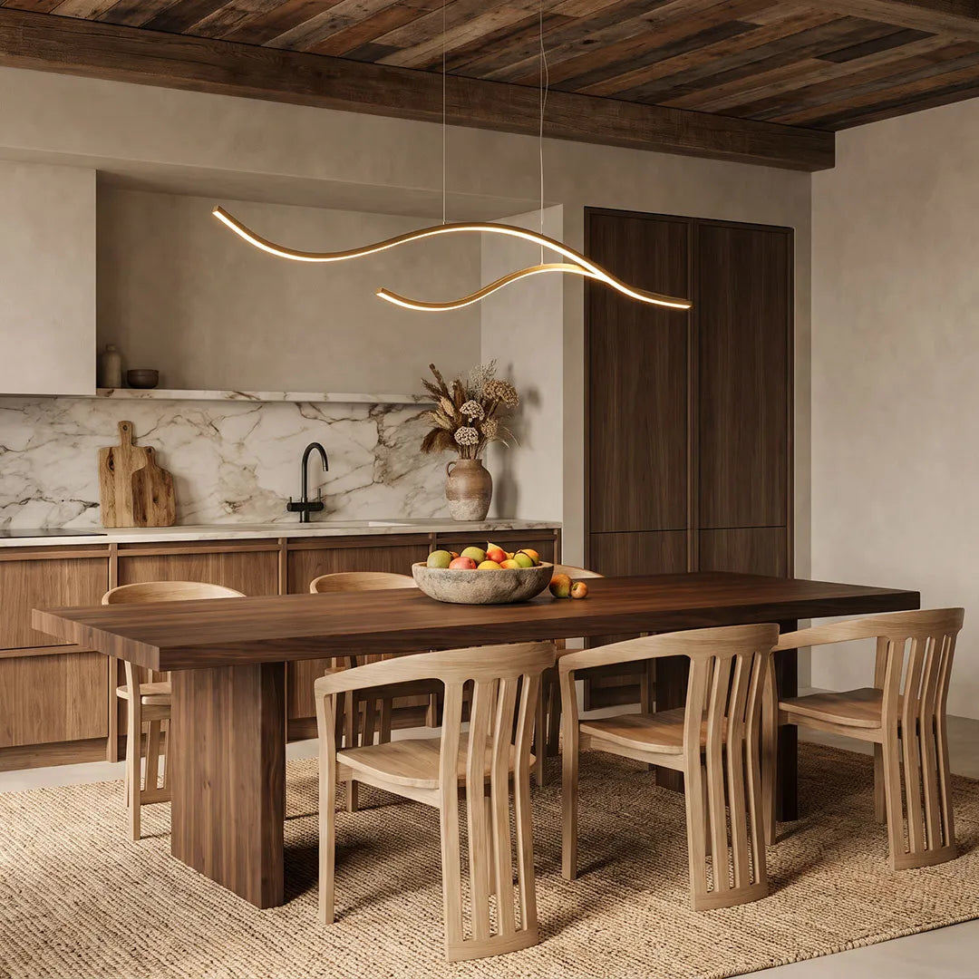Curved LED Pendant Light Wavy LED Metal Ceiling Light