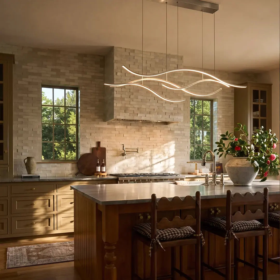 Curved LED Pendant Light Wavy LED Metal Ceiling Light