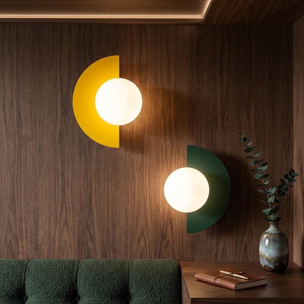 Modern Minimalist Glass Spherical Colorful Semicircle Design 1-Light Wall Sconce Lamp