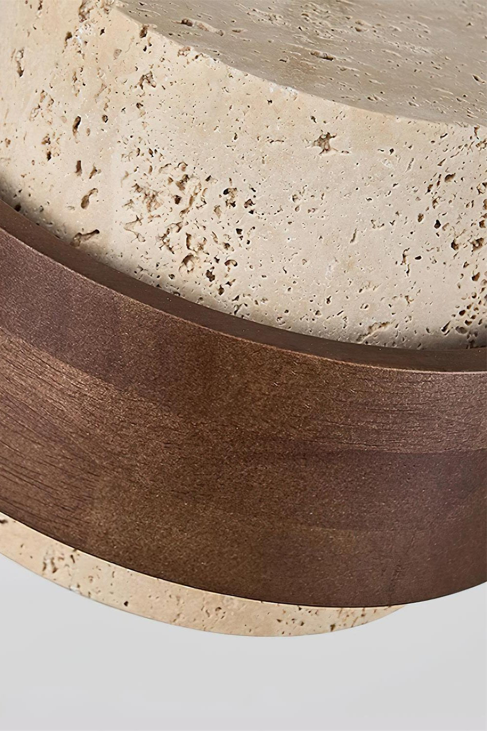 Travertine Wood Pendant Lamp - Modern Organic Hanging Light for Living Room