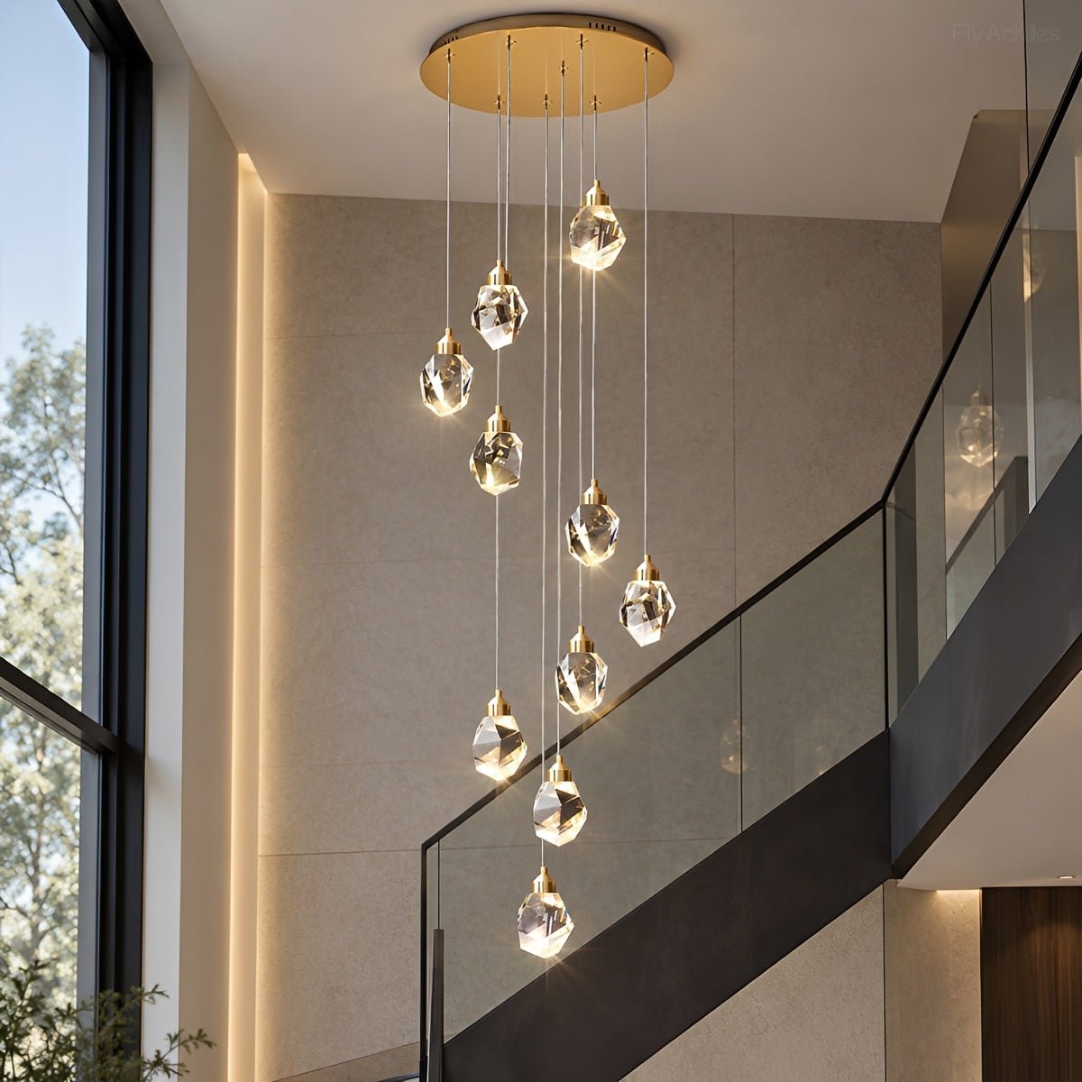 Dimmable Modern Luxury Brass Crystal Pendant Lights