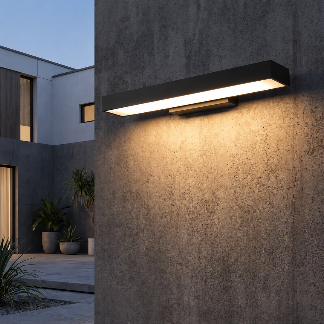 LED Linear Wall Light Outdoor Black Rectangular Lamp