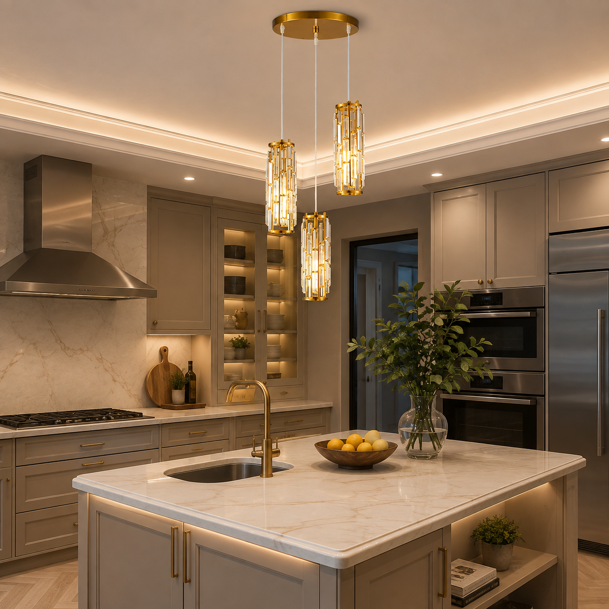 Mini Crystal Pendant Light Creative Art Crystal Island Ceiling Light