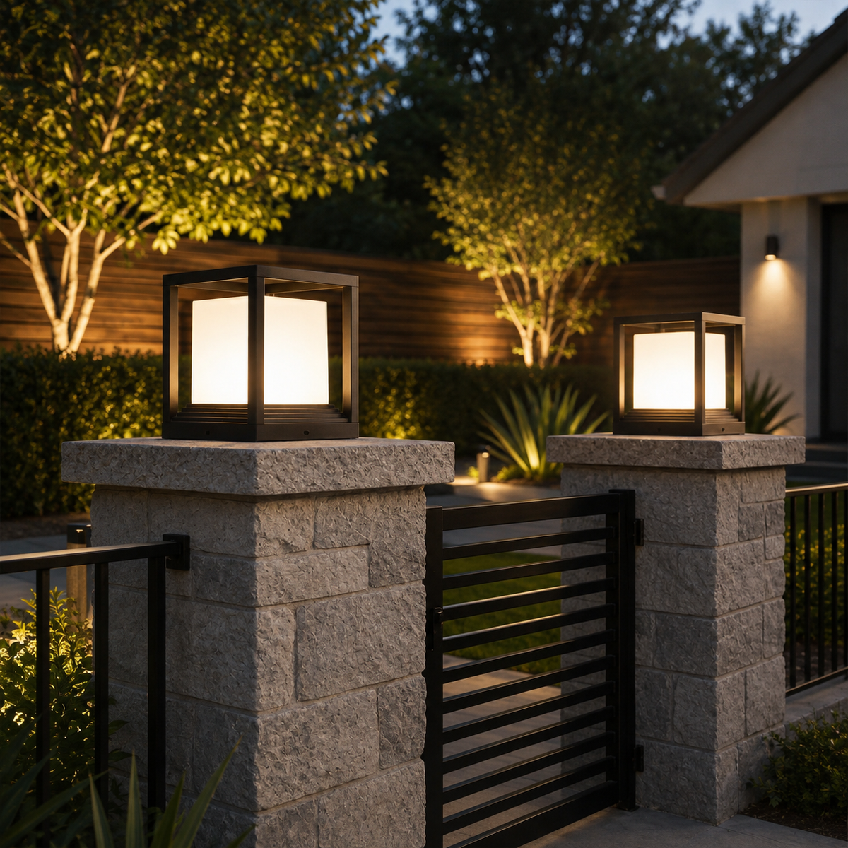 Garden Pedestal Lights Minimalist Square Waterproof LED Light