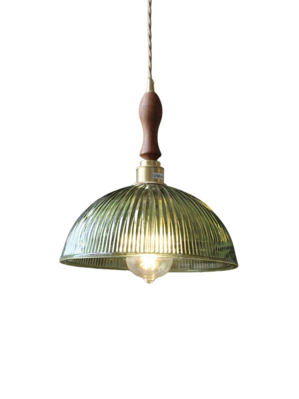 Modern Textured Glass Hanging Lamp - Vintage Ribbed Glass Pendant Light for Dining Room