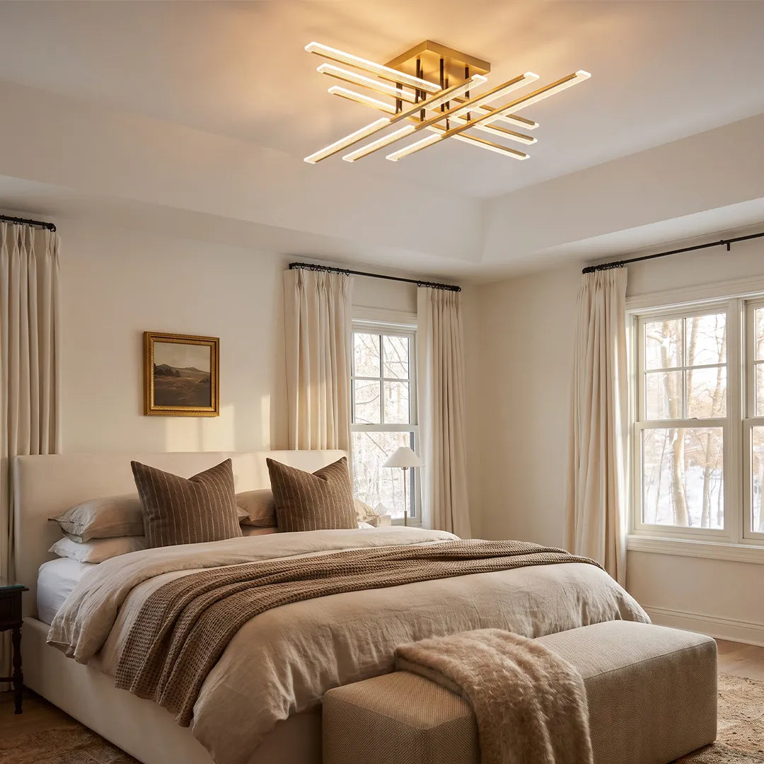 Gold Cross Ceiling Light Exquisite Metal LED Flat Light