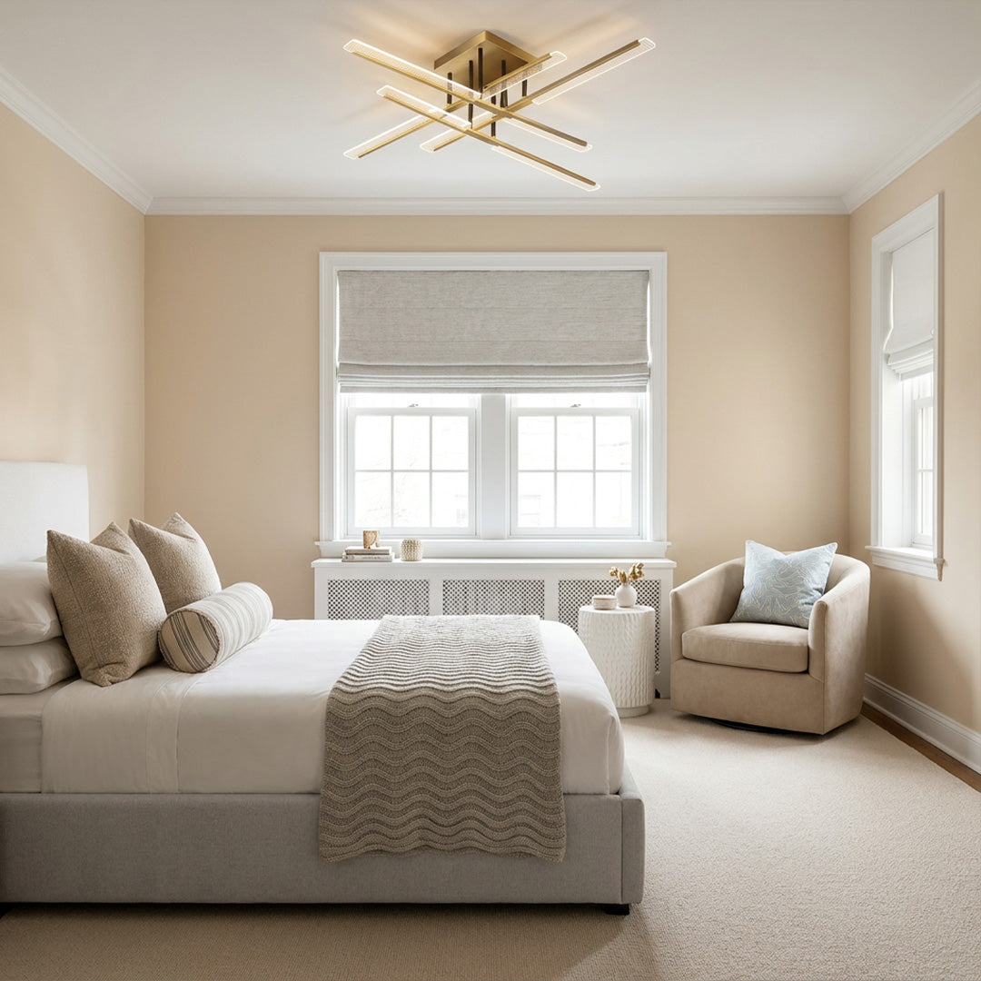 Gold Cross Ceiling Light Exquisite Metal LED Flat Light