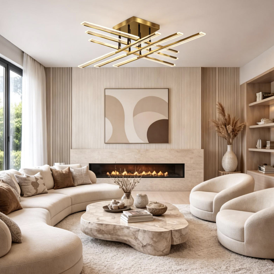 Gold Cross Ceiling Light Exquisite Metal LED Flat Light